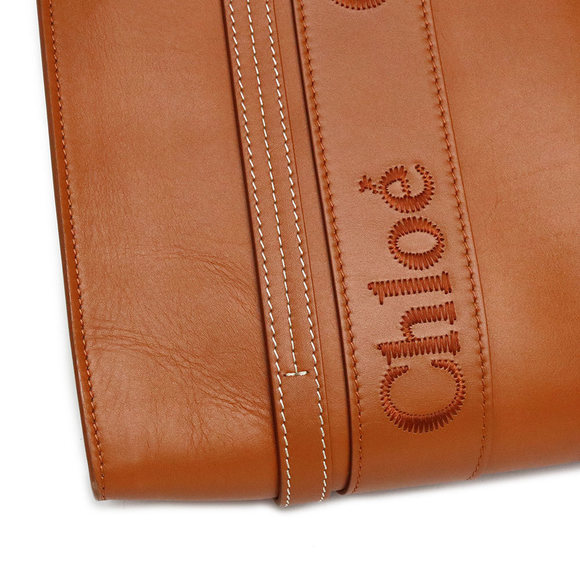 Chloe Woody Medium Tote Bag Calfskin Leather Brown - Picture 11 of 13